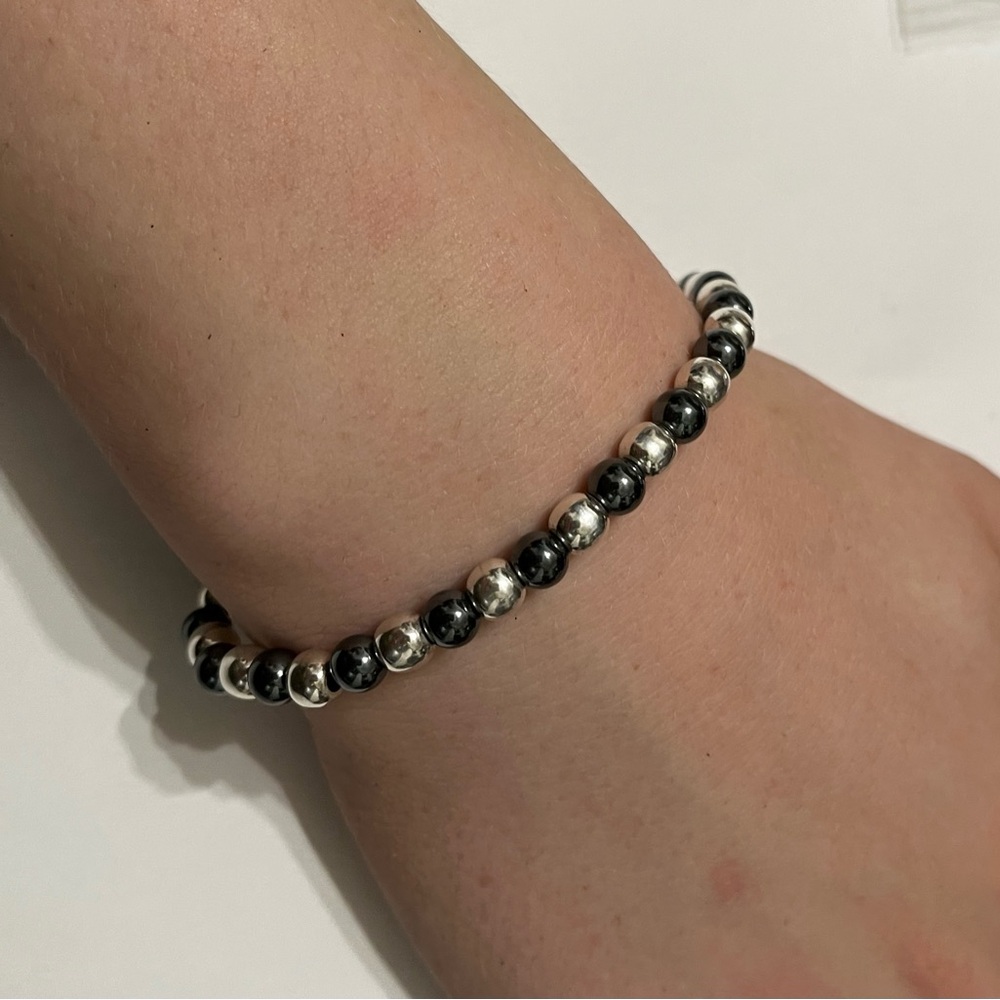 Boho Sterling Silver Hematite Toggle Bracelet 7” … - image 6